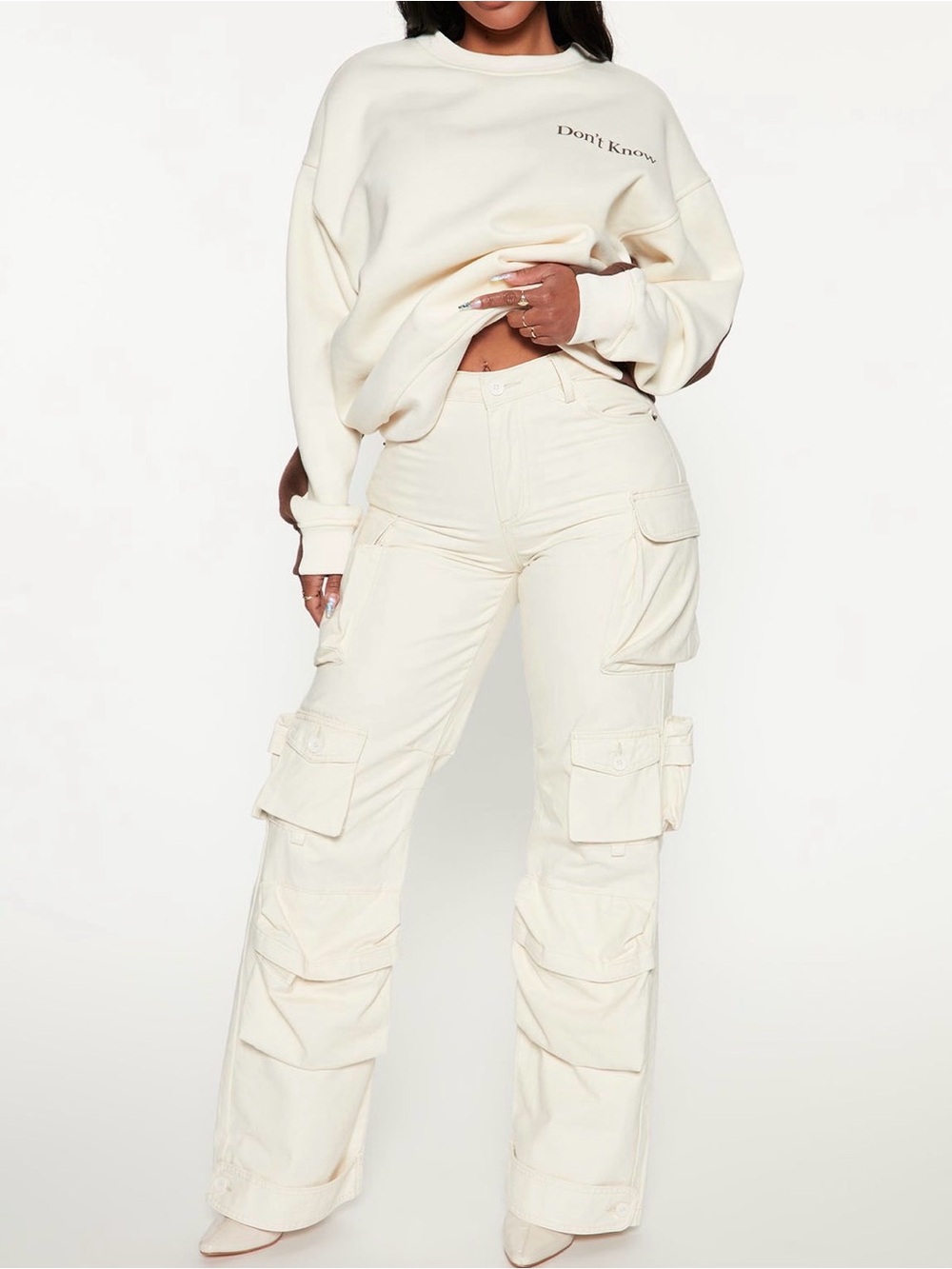 Fashion Nova Cream Ivory Wide-Leg Pants